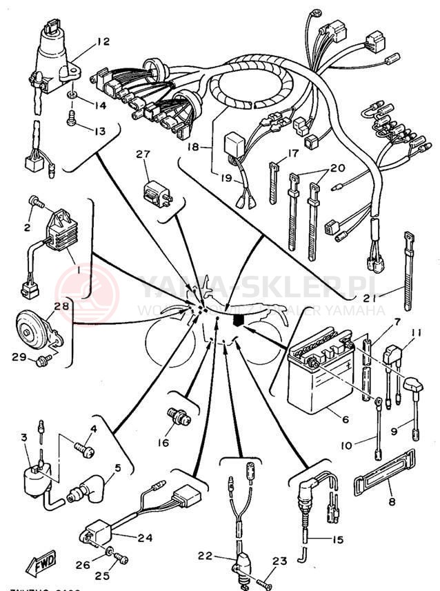 Schemat "układ elektryczny" do Yamaha XT350F/XT350FC