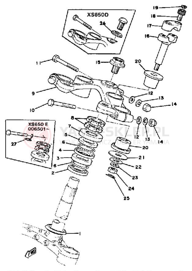 Schemat "Półki zawieszenia" do Yamaha XS650D