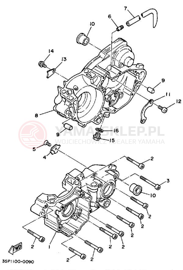 Schemat "Obudowa silnika" do Yamaha WR250ZD