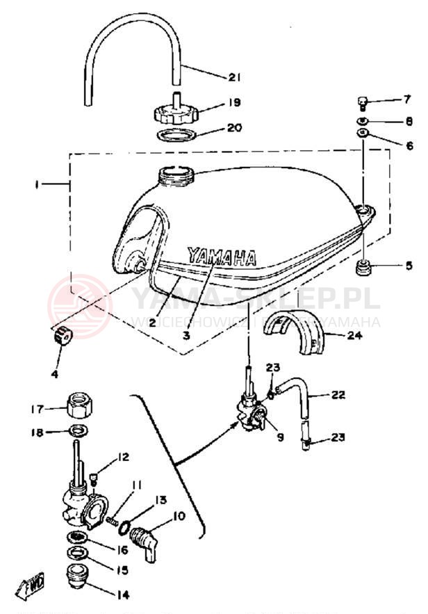 Schemat "zbiornik paliwa" do Yamaha DT175H