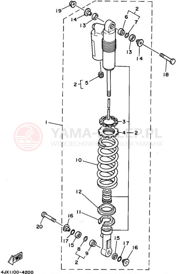 Schemat "zawieszenie tył" do Yamaha WR250ZG