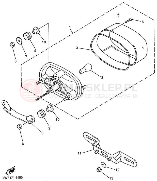 Schemat "lampa tył" do Yamaha YZF600R YZF600RL/YZF600RLC
