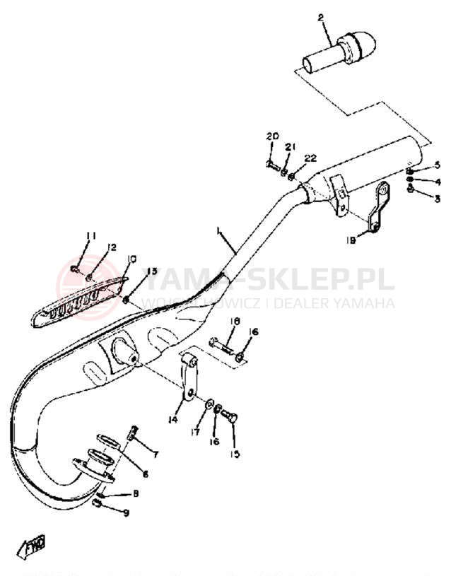 Schemat "Wydech końcowy" do Yamaha YZ80A