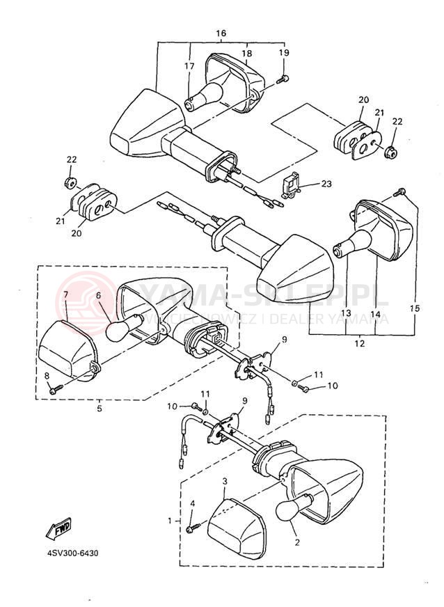 Schemat "kierunkowskazy" do Yamaha YZF1000RJC/YZF1000RJ