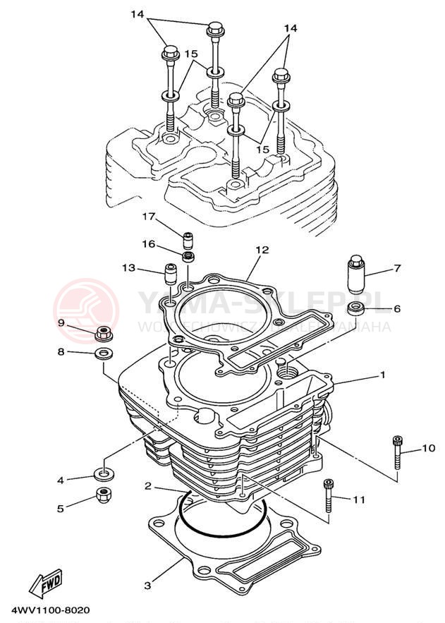Schemat "cylinder" do Yamaha GRIZZLY YFM600FWAK/YFM600FWAK
