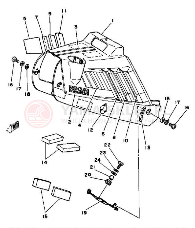 Schemat "Pokrywa boczna" do Yamaha YT175J