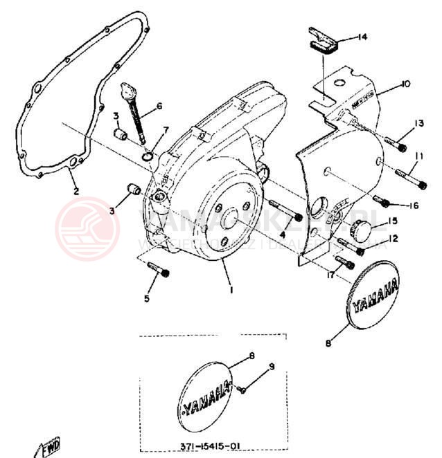 Schemat "Pokrywa silnika" do Yamaha TX500