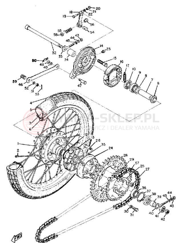 Schemat "Koło tył" do Yamaha YG5S