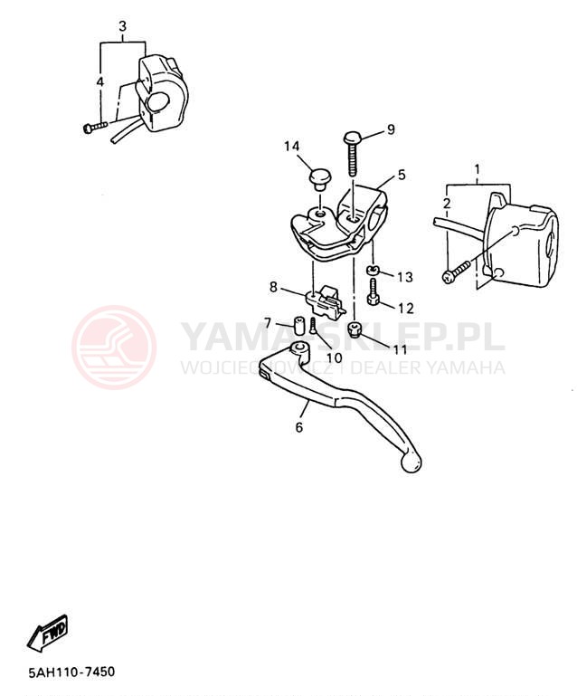 Schemat "Kierownica i osprzęt" do Yamaha YZF600RJC/YZF600RJ