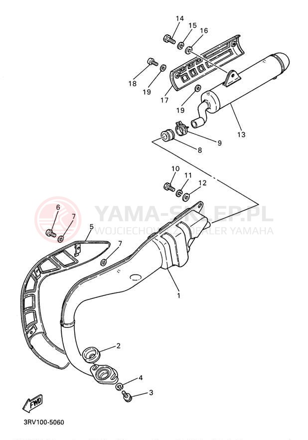 Schemat "Wydech końcowy" do Yamaha Y-ZINGER PW80H