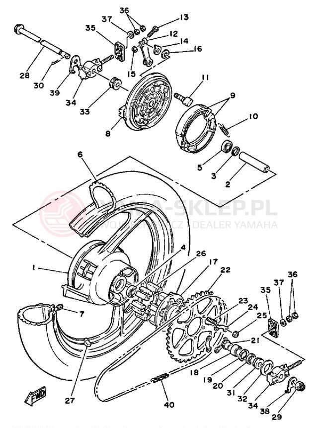 Schemat "Koło tył" do Yamaha SRX250TC/SRX250T