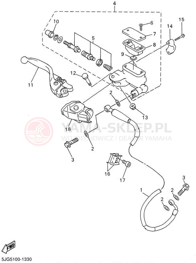 Schemat "Pompa hamulcowa przednia" do Yamaha YZ426 YZ426FN