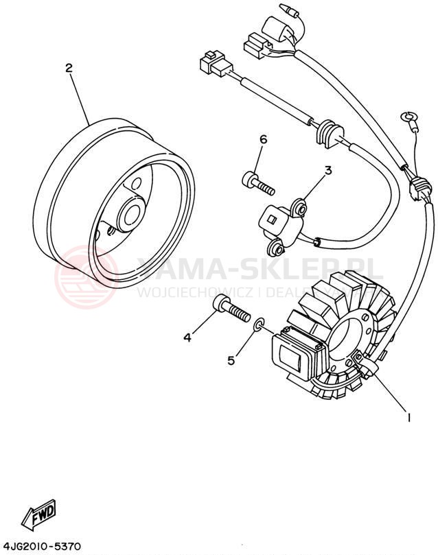 Schemat "prądnica" do Yamaha TTR225 TTR225PC/TTR225P