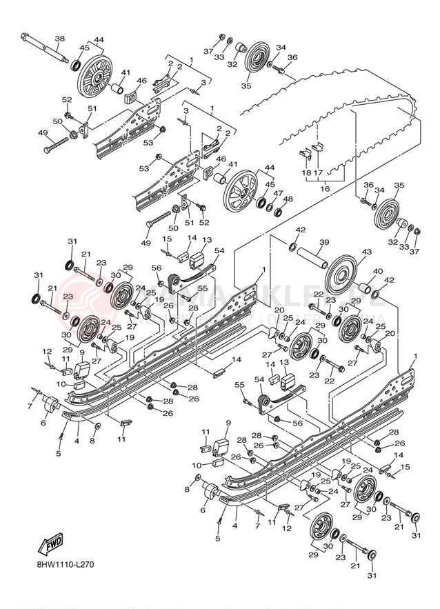 Schemat "Zawieszenie gąsiennicy" do Yamaha VECTOR LTX RS90PLTBB/RS90PLTBR