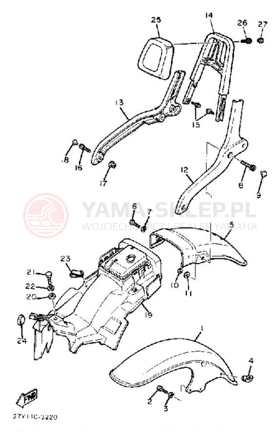 Schemat "błotnik" do Yamaha XV920K