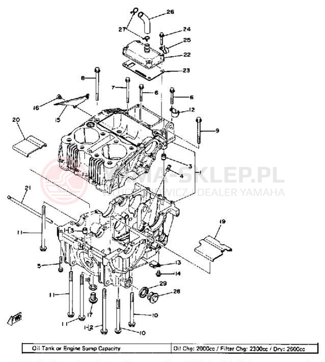 Schemat "Obudowa silnika" do Yamaha XS400E