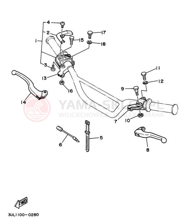Schemat "Kierownica i osprzęt" do Yamaha RT100K
