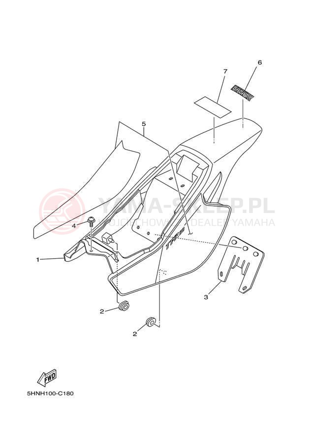 Schemat "Pokrywa boczna" do Yamaha TTR90 TTR90S