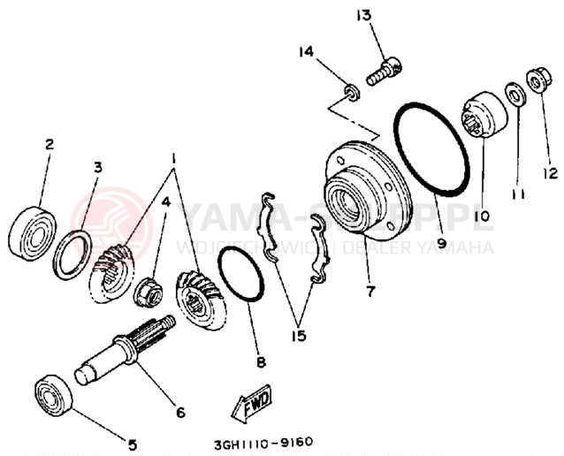 Schemat "Przeniesienie napędu" do Yamaha MOTO-4 YFM250B