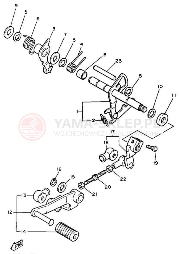 Schemat "Dźwignia zmiany biegów, wałek" do Yamaha VIRAGO 750 XV750E/XV750EC