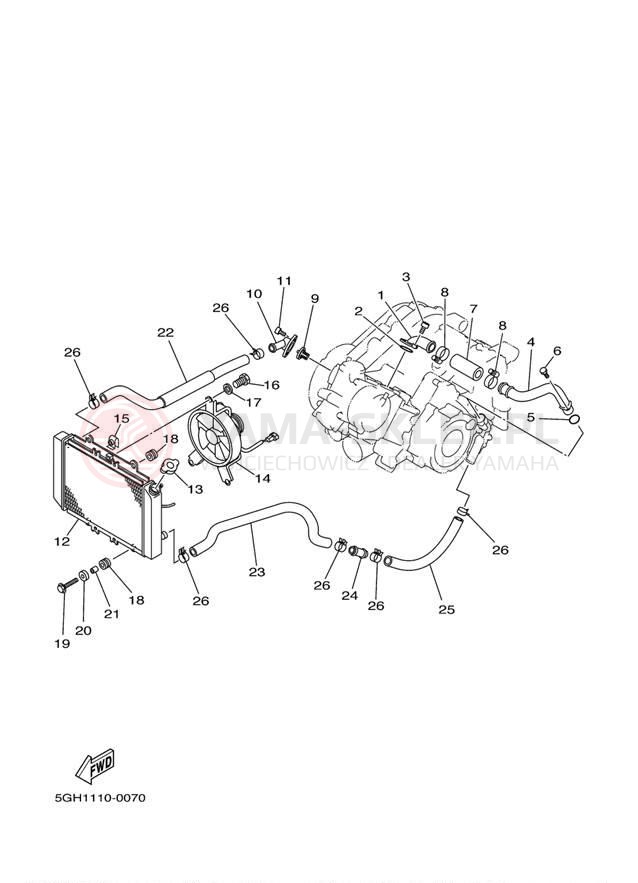 Schemat "Układ chlodzenia" do Yamaha KODIAK 2WD YFM400AN