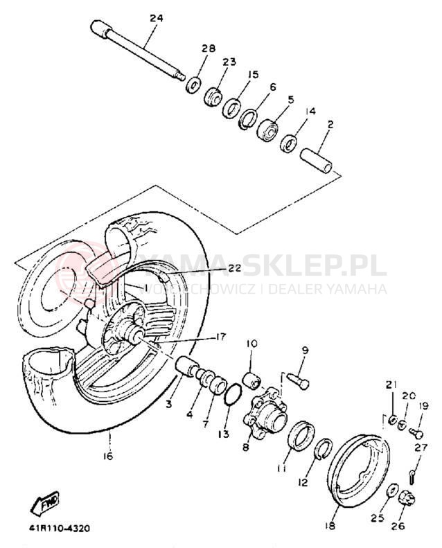 Schemat "Koło tył" do Yamaha XVZ13DEC/XVZ13DE