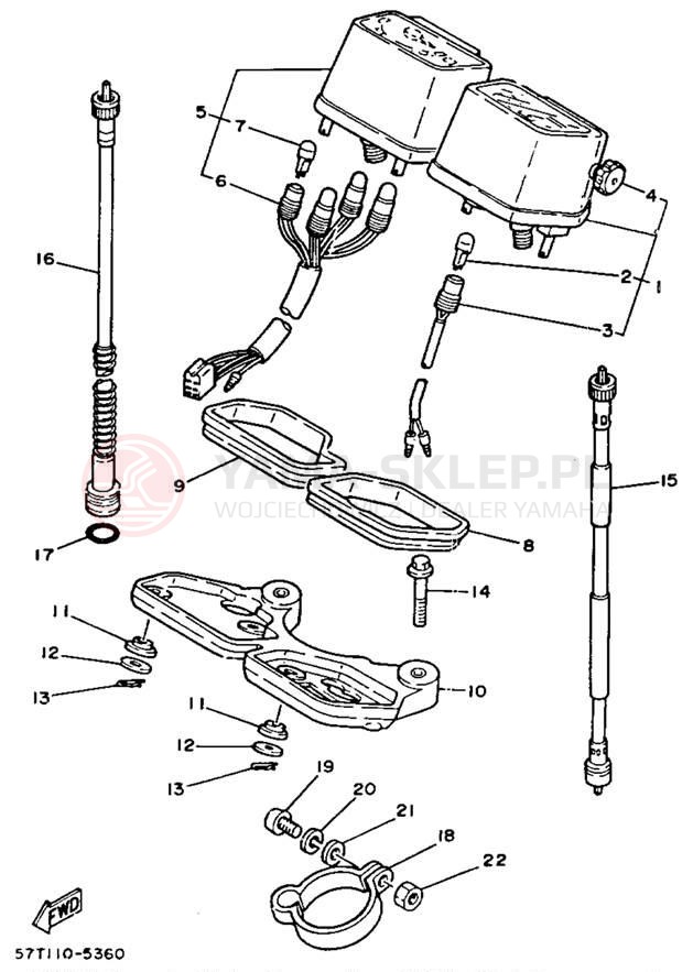 Schemat "licznik" do Yamaha XT350D/XT350DC