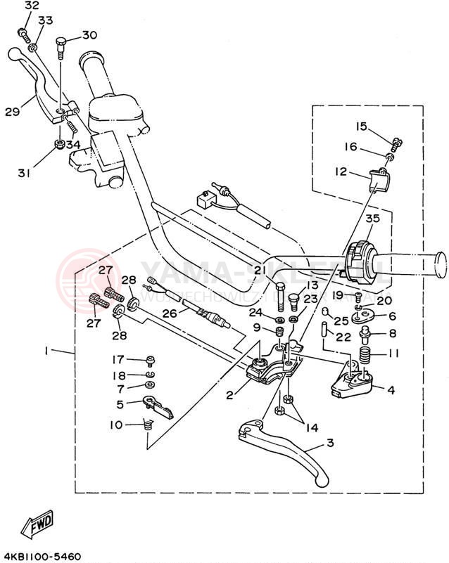 Schemat "Kierownica i osprzęt" do Yamaha YFM35FXG_M