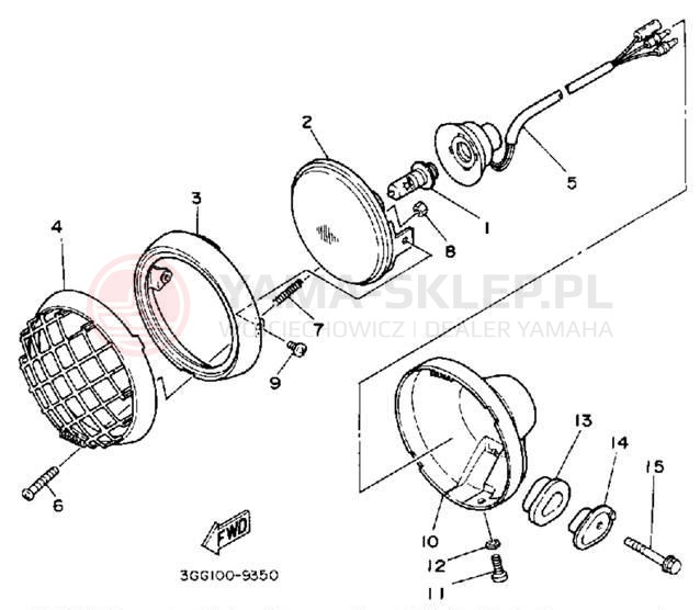 Schemat "Lampa przód" do Yamaha YFZ350D