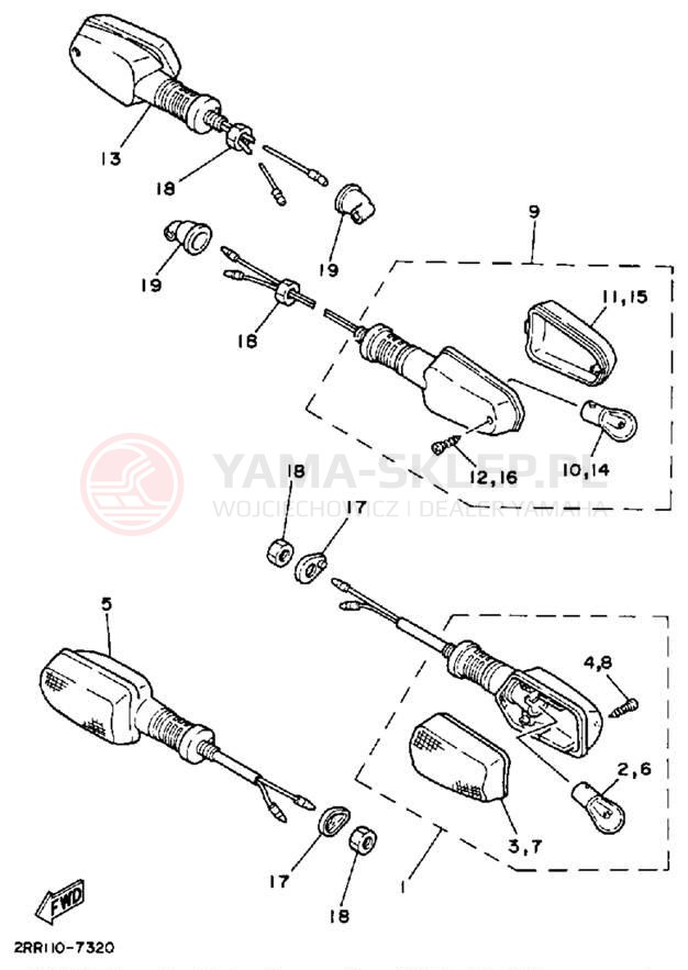 Schemat "kierunkowskazy" do Yamaha YSR50U