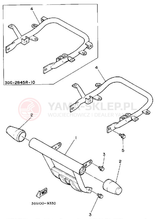 Schemat "osłona / stelaż" do Yamaha YFZ350D