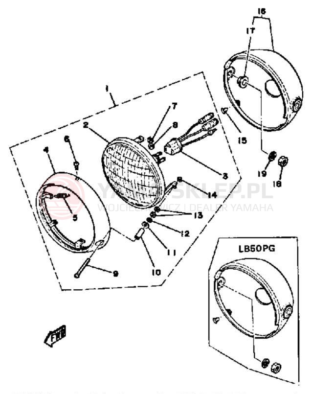Schemat "Lampa przód" do Yamaha LB50PG