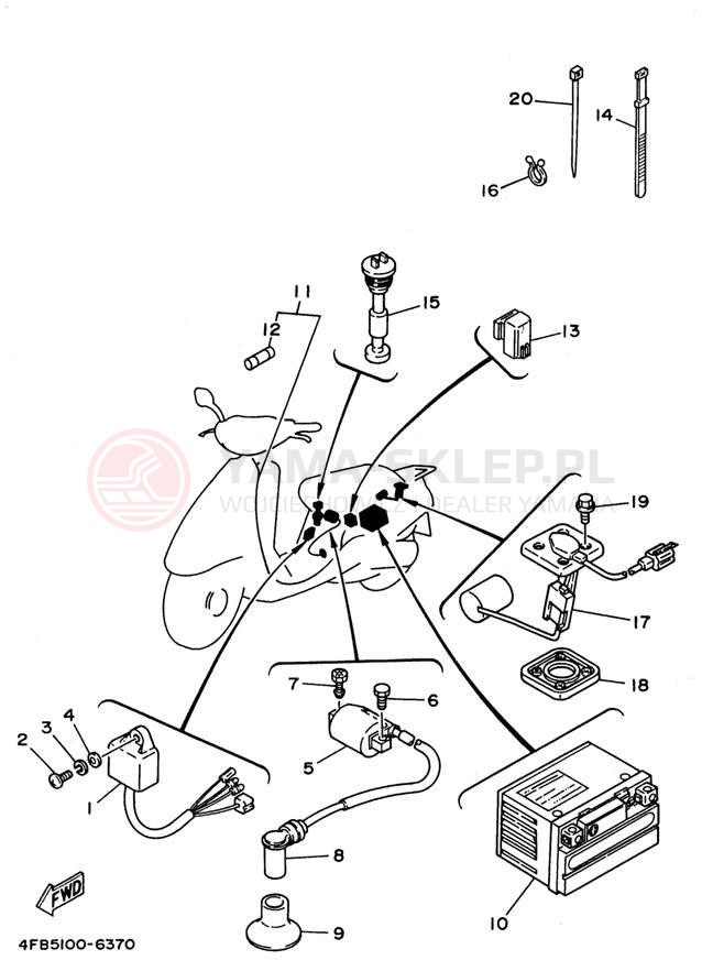 Schemat "układ elektryczny" do Yamaha JOG CY50J