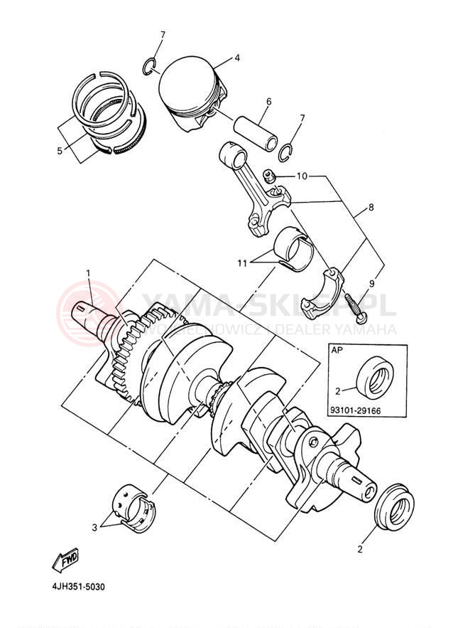 Schemat "Wał korbowy, tłok" do Yamaha YZF600R YZF600RT/YZF600RTC