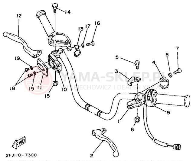 Schemat "Kierownica i osprzęt" do Yamaha BADGER YFM80T
