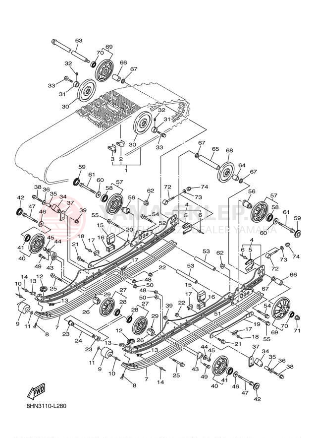 Schemat "Zawieszenie gąsiennicy" do Yamaha APEX XTX RX10PXTBB/RX10PXTBL