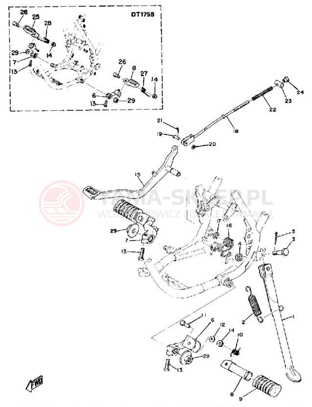 Schemat "Stopka postoj., dźw. Hamulca tył" do Yamaha DT175A