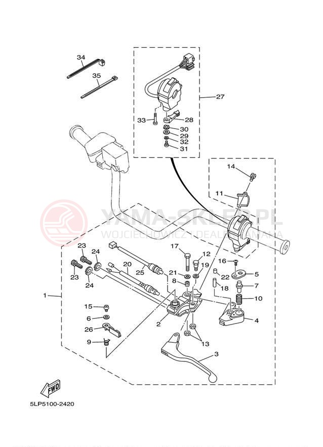 Schemat "Kierownica i osprzęt" do Yamaha 660R RAPTOR YFM660RP