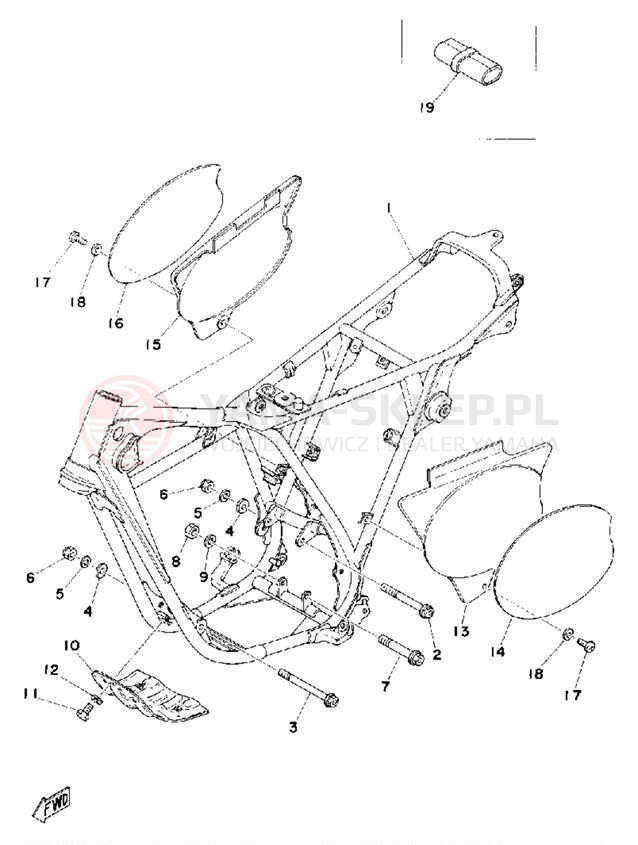 Schemat "pokrywa boczna ramy" do Yamaha MX125C