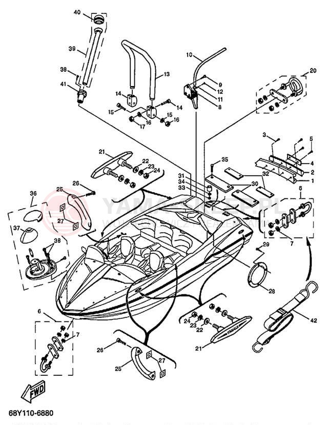 Schemat "HULL DECK FITTINGS" do Yamaha XR1800 XRT1200Y