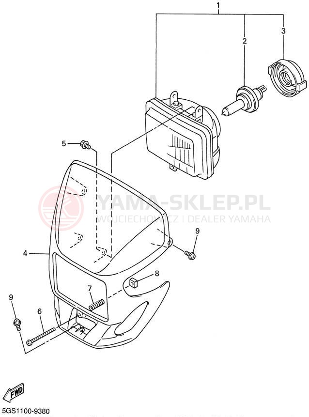 Schemat "Lampa przód" do Yamaha WR400F WR400FL