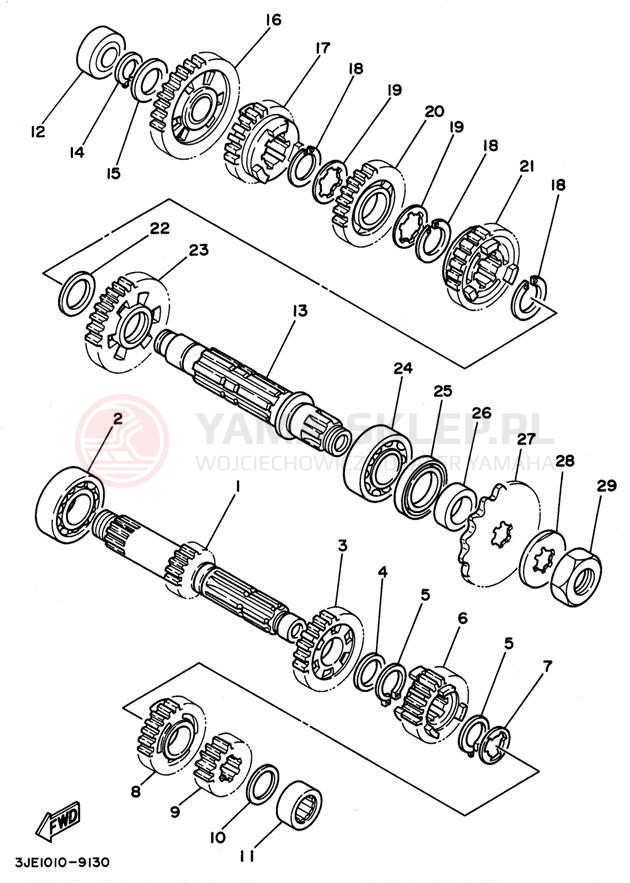 Schemat "Skrzynia biegów " do Yamaha WR250ZH