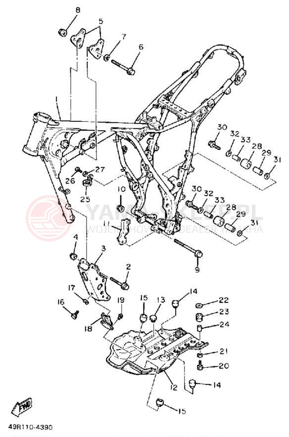 Schemat "rama" do Yamaha XT600S/XT600SC