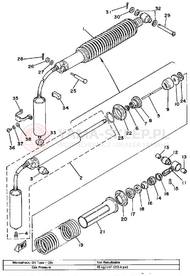 Schemat "zawieszenie tył" do Yamaha IT175H