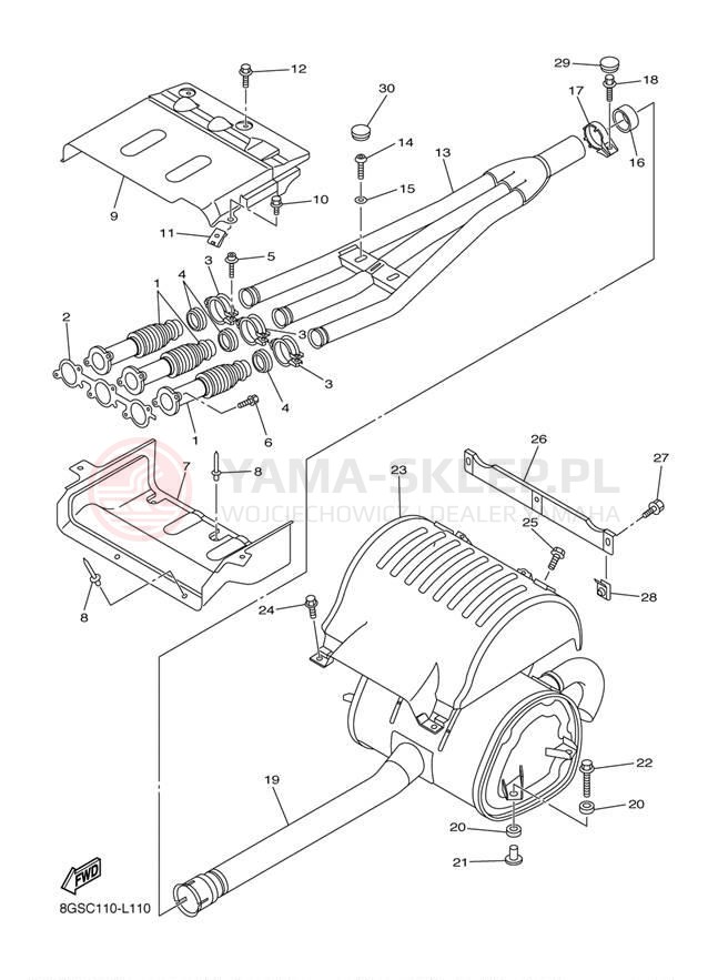 Schemat "Wydech końcowy" do Yamaha VK PRO VK10BR