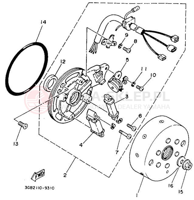 Schemat "prądnica" do Yamaha CHAMP YFM100A