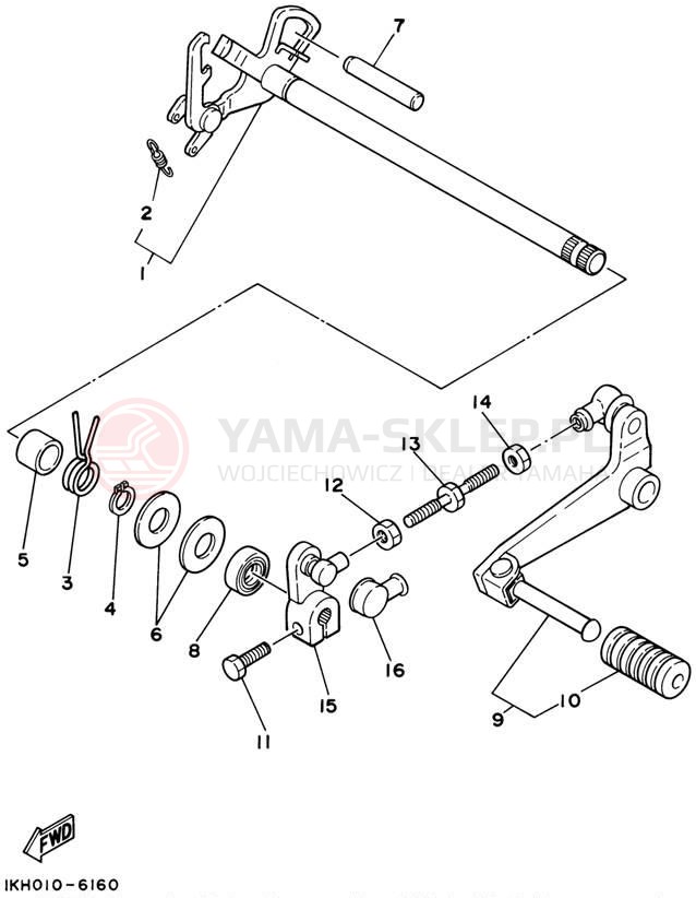 Schemat "Dźwignia zmiany biegów, wałek" do Yamaha XT225 XT225N/XT225NC