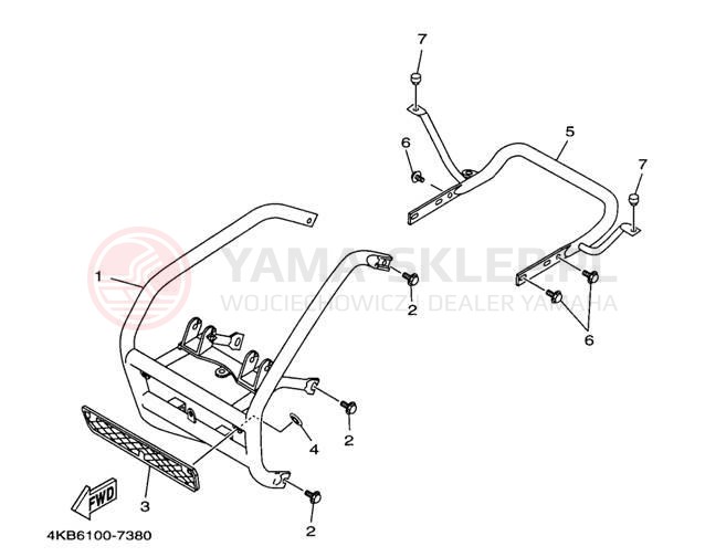 Schemat "osłona / stelaż" do Yamaha WOLVERIINE YFM35FXJ_M