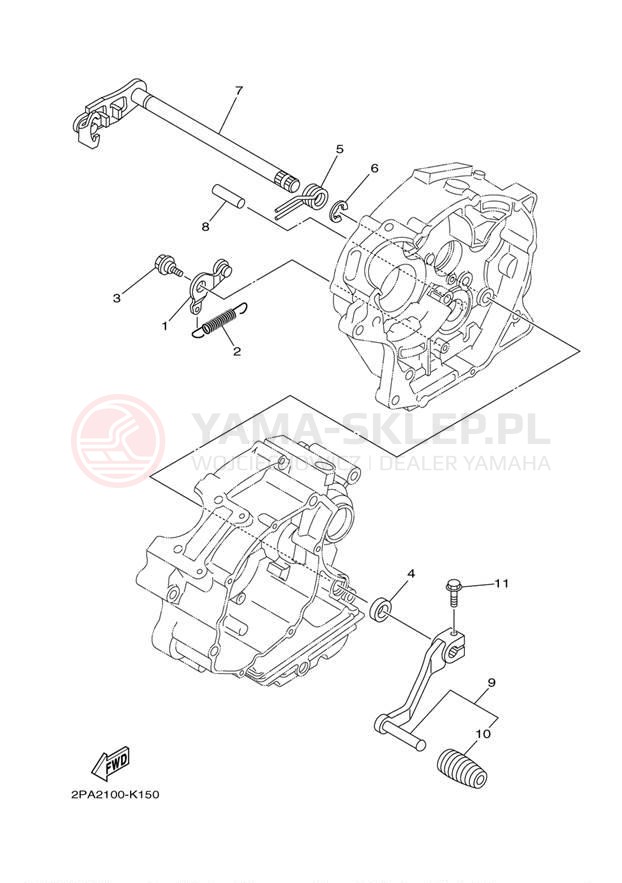 Schemat "Dźwignia zmiany biegów, wałek" do Yamaha RAPTOR 125 YFM125RDW/YFM125RDL