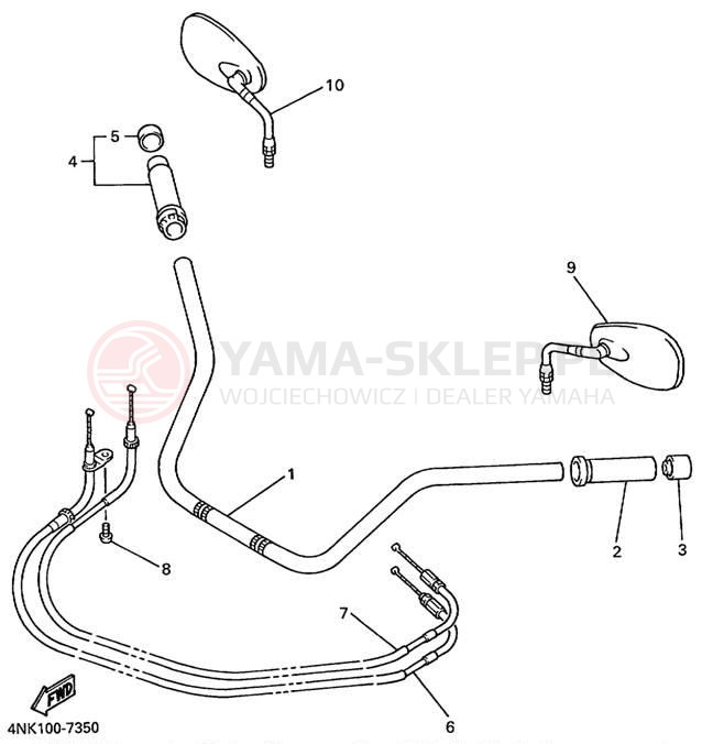 Schemat "Kierownica i osprzęt" do Yamaha XVZ13ATL/XVZ13ATLC